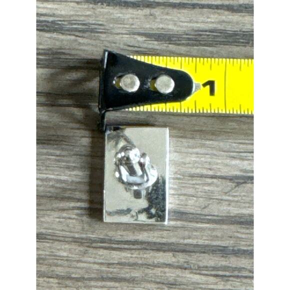 Vintage Hickok Cufflinks Rectangle Silver Tone Faux Diamond Swivel Bar Toggle - Picture 6 of 7